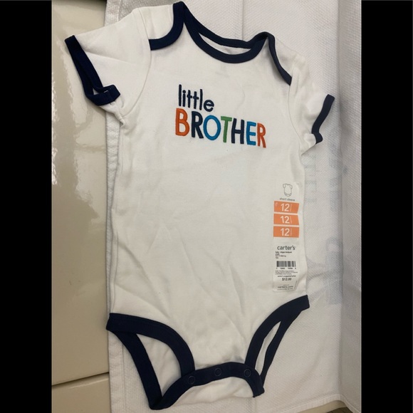 Carter's Other - Carters Bodysuit 12 months “Little BROTHER” 100% Cotton White/Multi NWT